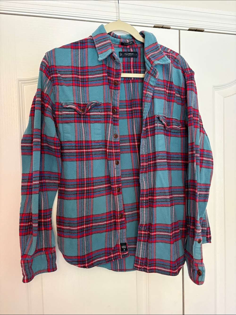 Lucky Brand Blue & Red Plaid Shirt Jacket